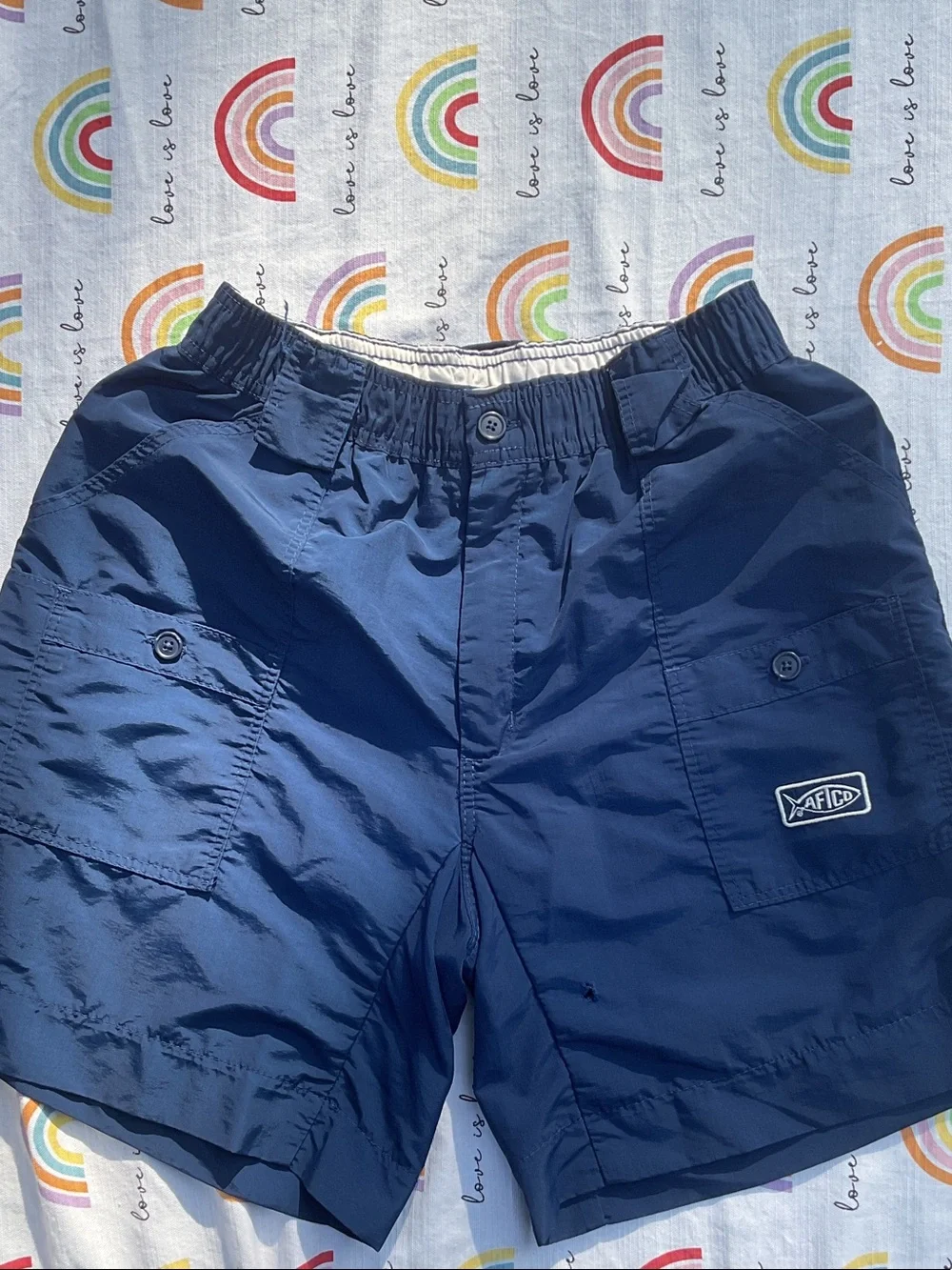 AFTCO Navy Blue Kids Cargo Shorts